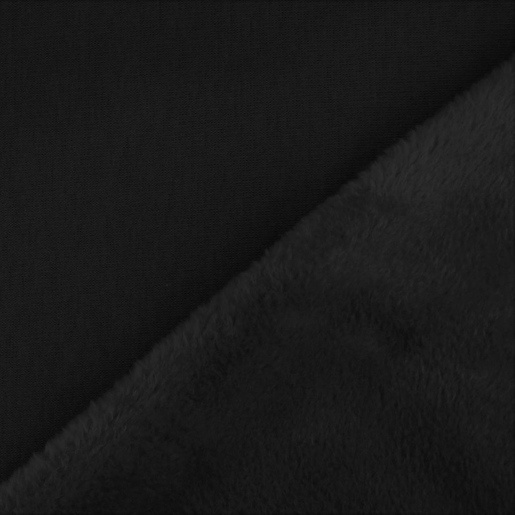 Alpenfleece - Sweat mit Plüschfell-Abseite - Uni - Schwarz