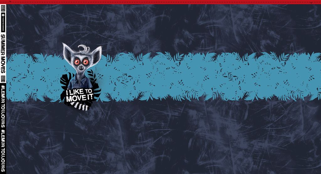 Jersey - Swafing - Panel - Lemur Toujours Thorsten Berger -  85cm x 160cm - Grau-Aqua