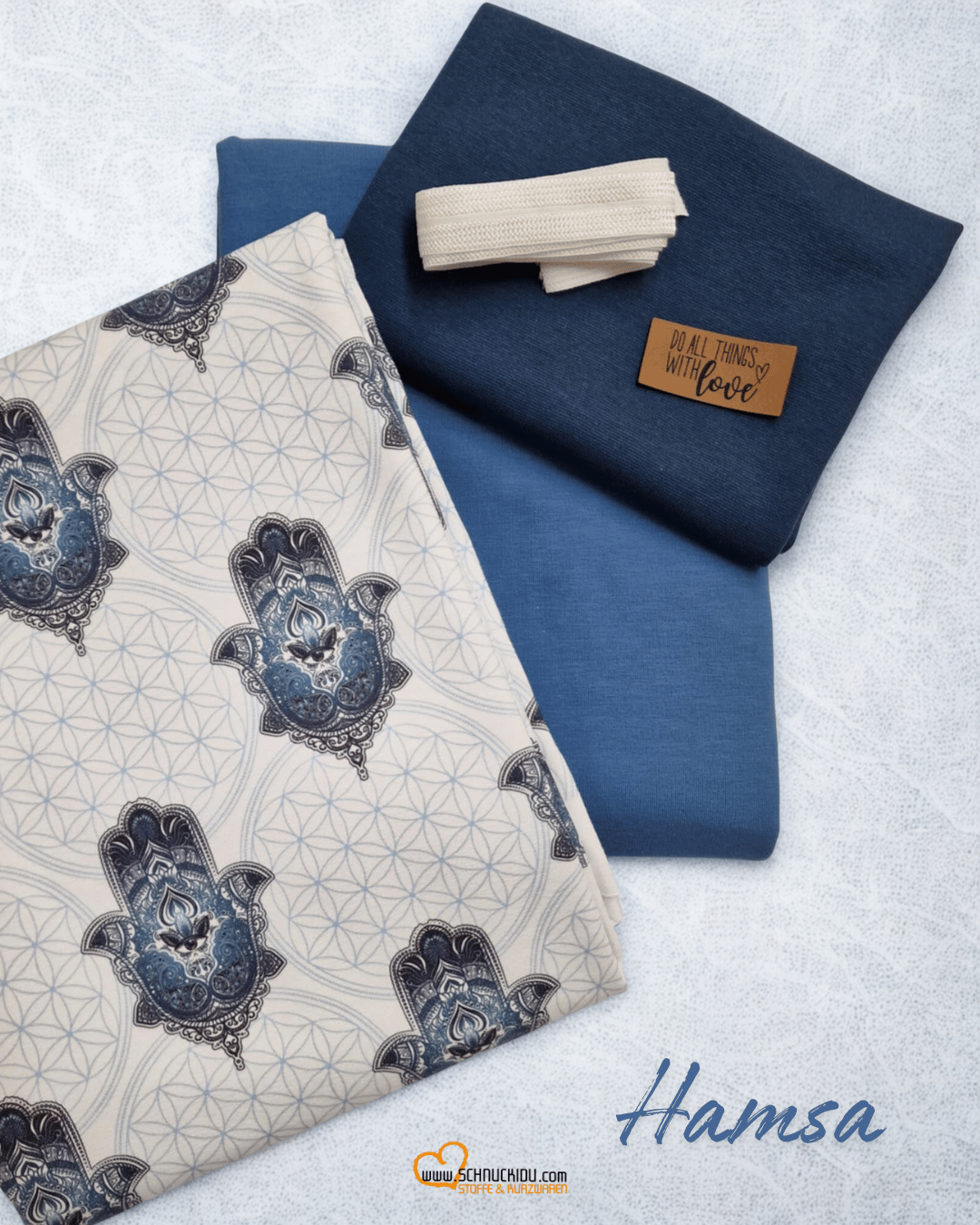 Stoffrest Satin Baumwolle - Eigendesign - HAMSA 45cm