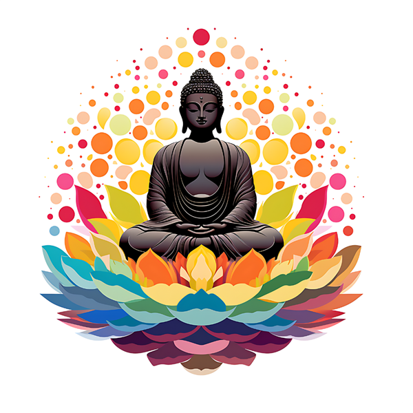Bügelbild - Plott - Buddha bunt - 11,9cm x 13,6cm