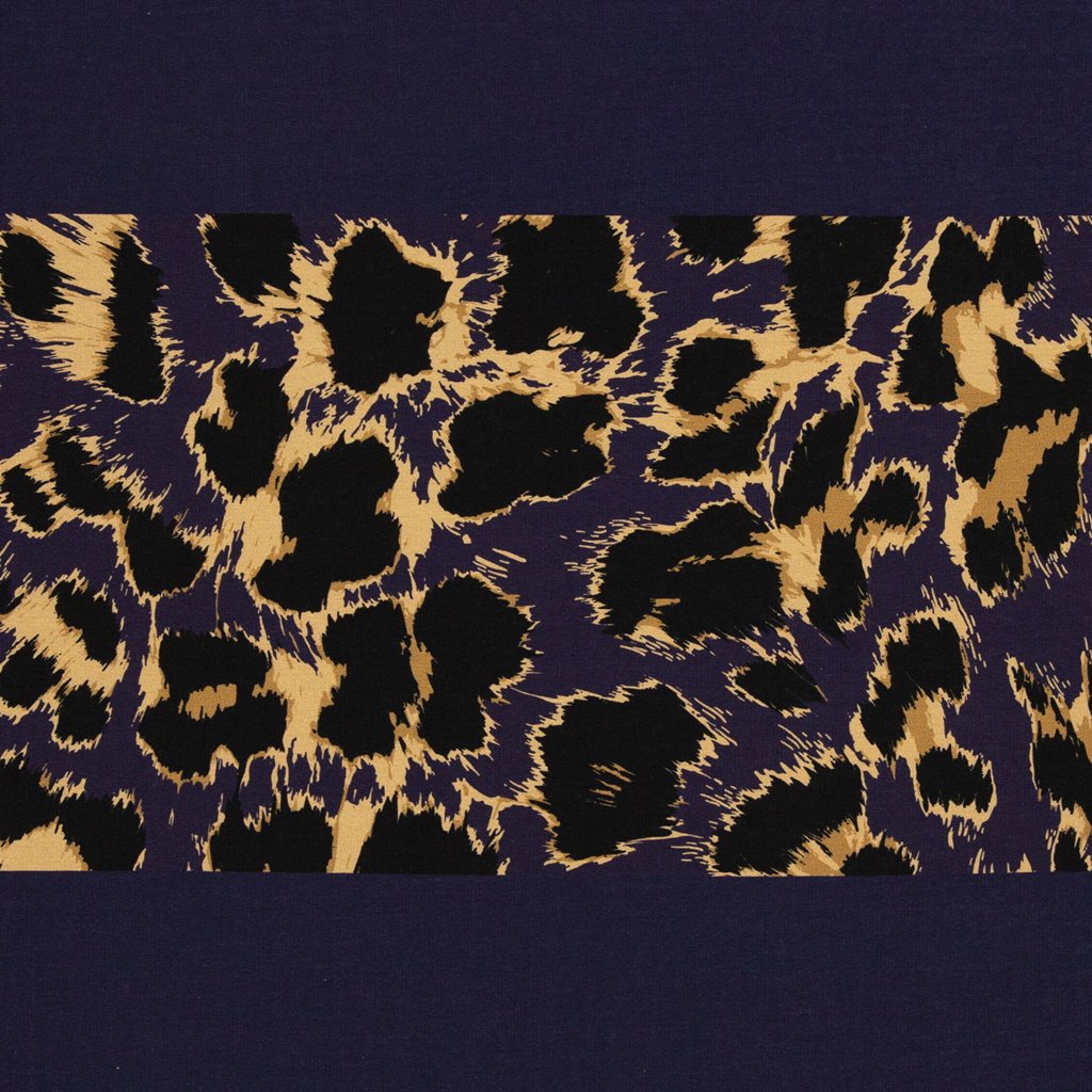 French Terry Swafing Geoluxe mit Leo-Blockstreifen in Blau – Hochwertiger Sommersweat, 95% Baumwolle, 5% Elasthan, Öko-Tex Standard 100, modernes Design für Fashion & Freizeit