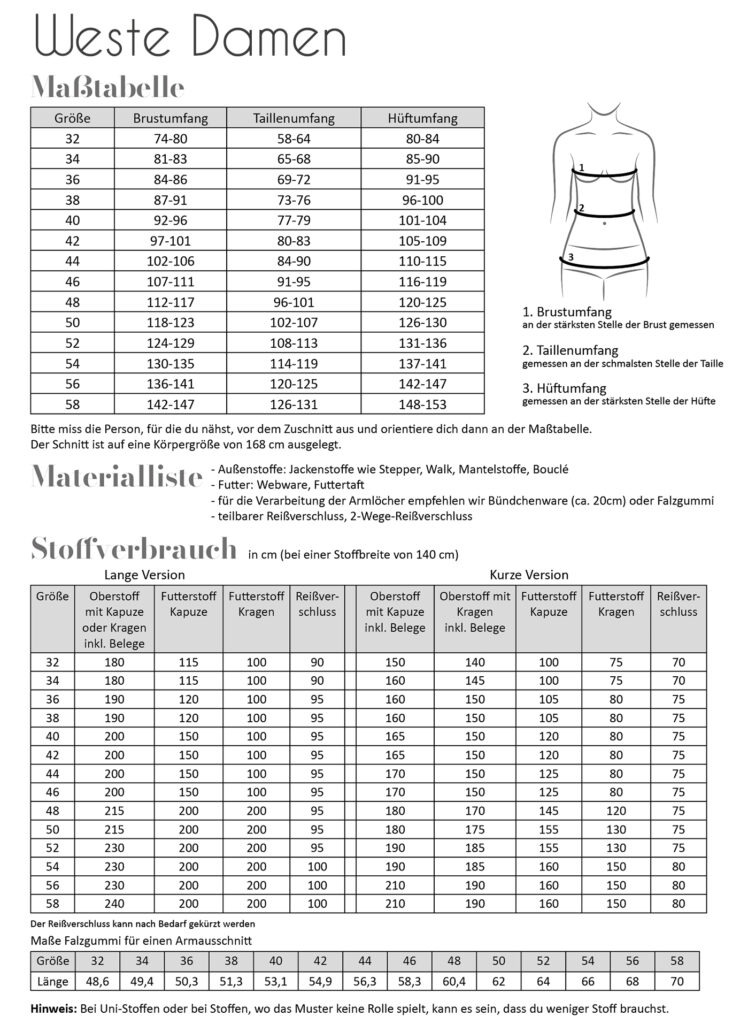 Papierschnittmuster Fadenkäfer - Weste für Damen