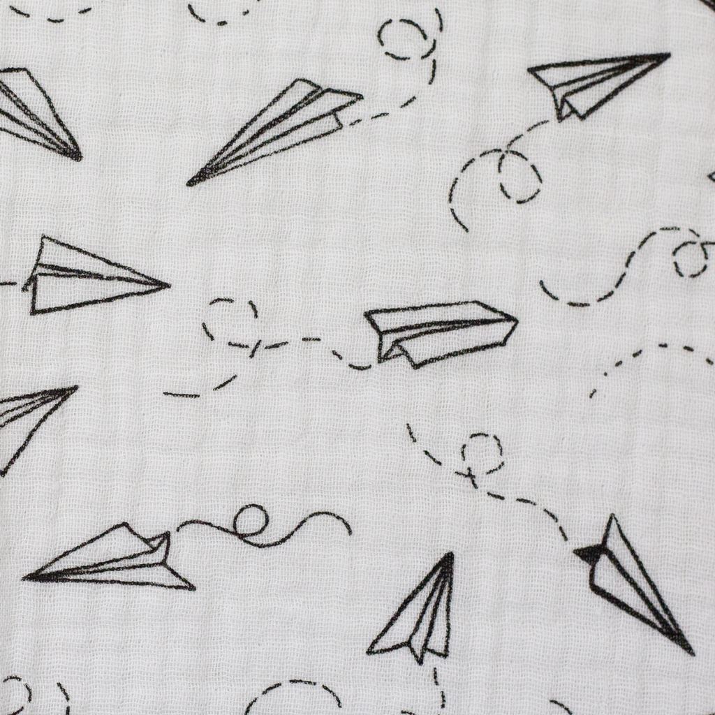 Musselin - Double Gauze - Swafing - Jeron - Papierflieger auf Weiß