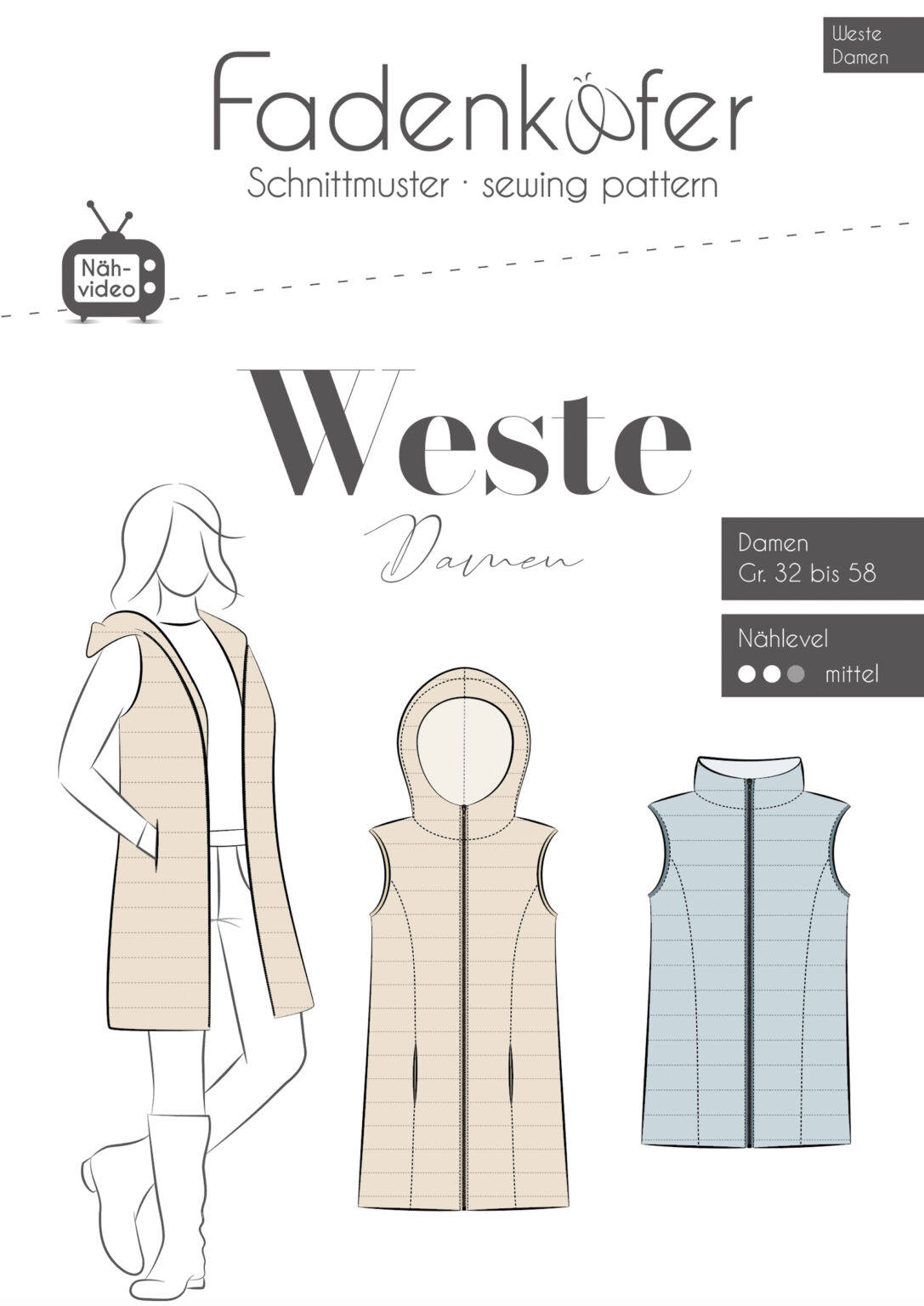 Papierschnittmuster Fadenkäfer - Weste für Damen