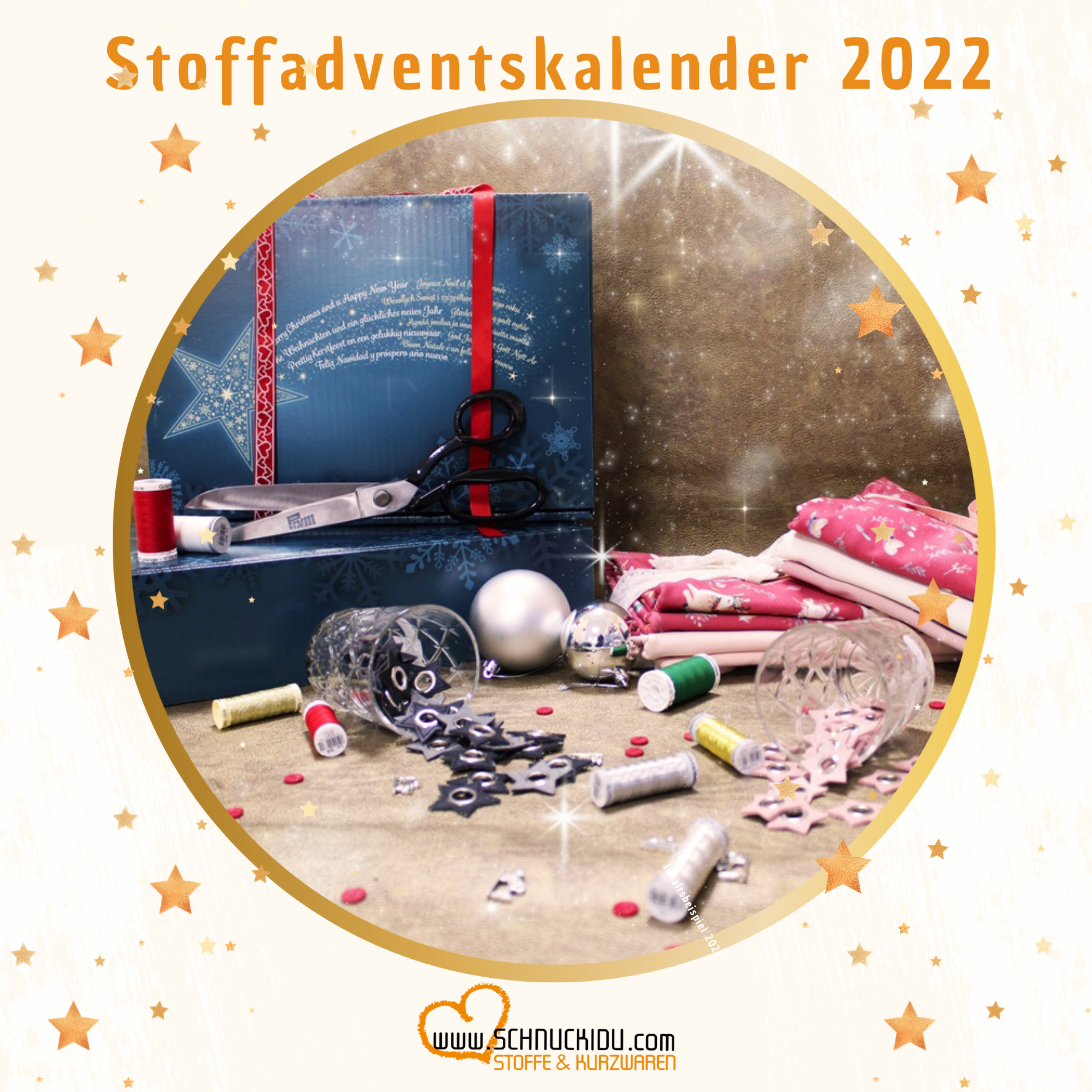 Adventskalender mit Stoff gefüllt 2022