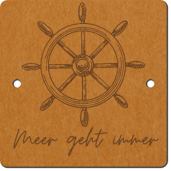 Veganes SnapPap-Nählabel mit laser-graviertem „Meer geht immer“-Schriftzug, 1 Stück, waschbares Lederpapier zum Annähen für maritime Hoodies und Strandtaschen, Schnuckidu Eigenproduktion