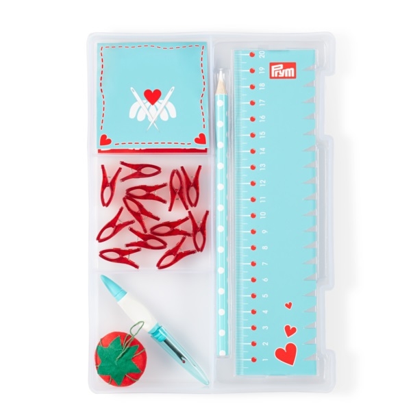 Prym - Love - Starterset "Nähen" - Mit Schere. Nadelmappe. Nahttrenner. Markierstift. Stoffklammern uvm. 