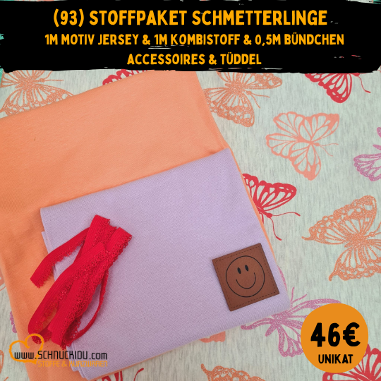 Stoffpaket - UNIKAT - Glitzer Schmetterlinge