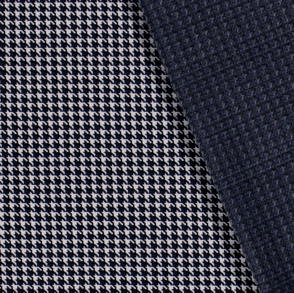 Jacquard - Jacquard Stoff - Hahnentritt - Blau/Schwarz