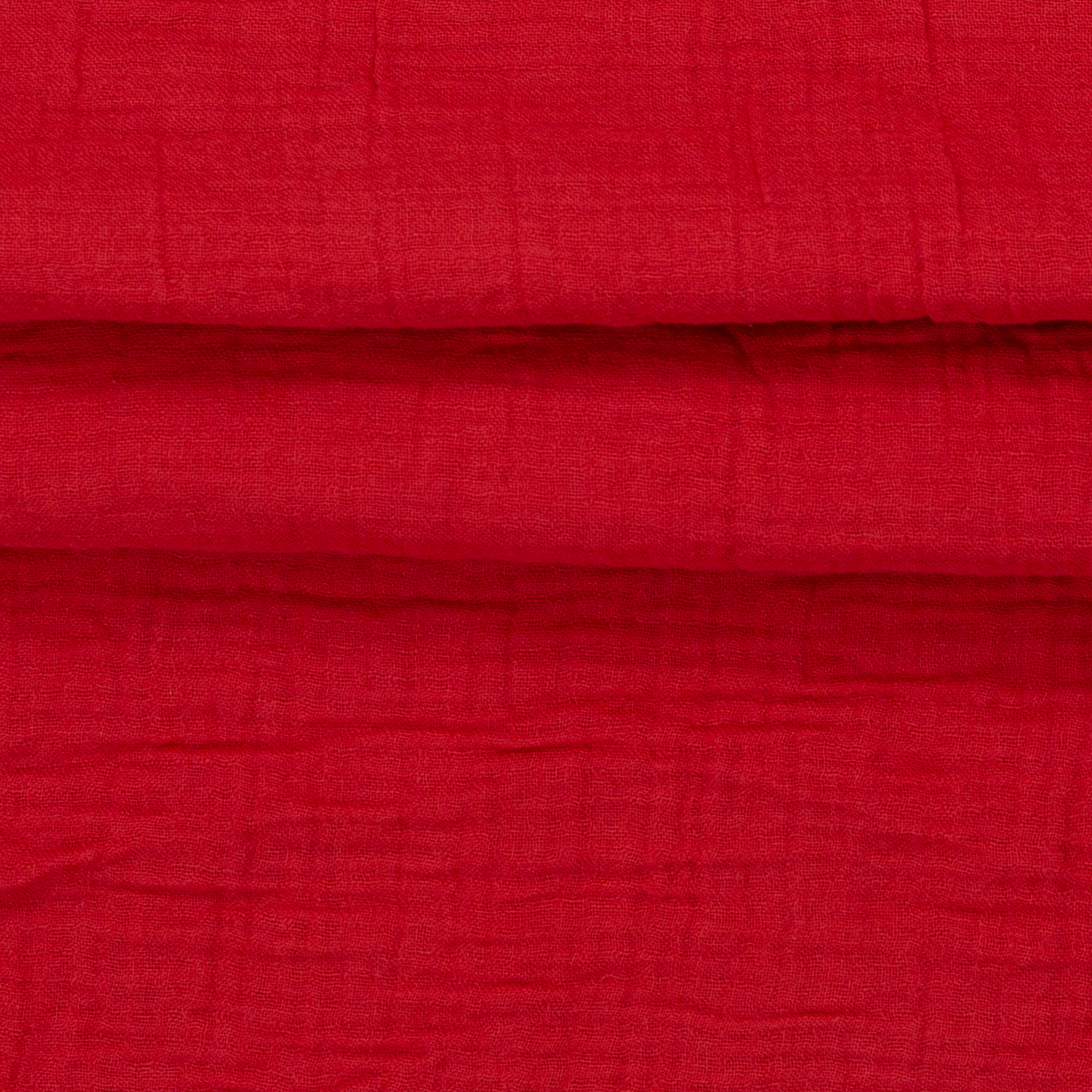 Hochwertiger Musselin Stoff in Rot, weiches Double Gauze aus 100% Baumwolle, leichter Mullstoff für Kleidung und Accessoires, 125g/m², atmungsaktiv