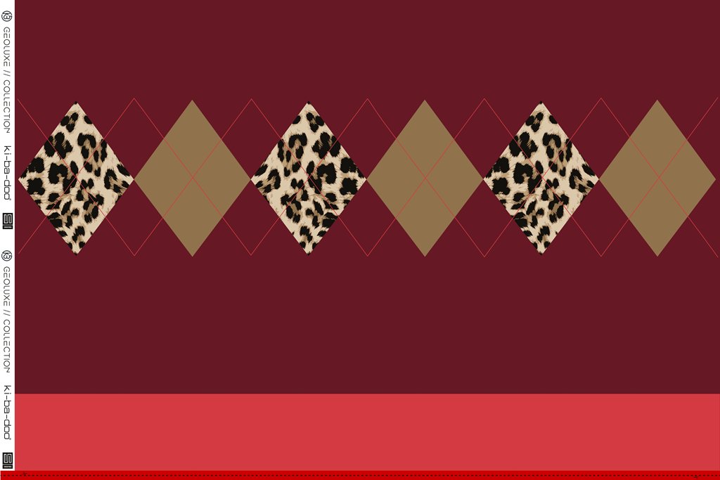 Panel - French Terry -  Geoluxe Argyle by ki-ba-doo - ca. 100cm x 150cm - Bordeaux