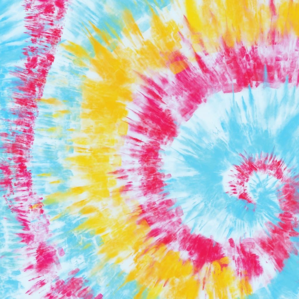 Viskose - Viskosewebware - Digitaldruck - Tie Dye - Batikmuster in Pink, Gelb und Hellblau