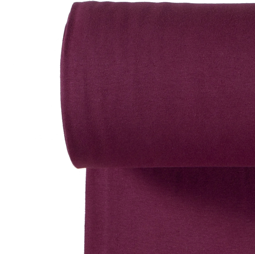 Bündchen Stoff Feinripp Uni in Kirsche – sattes Dunkelrot, elastische Baumwoll-Schlauchware