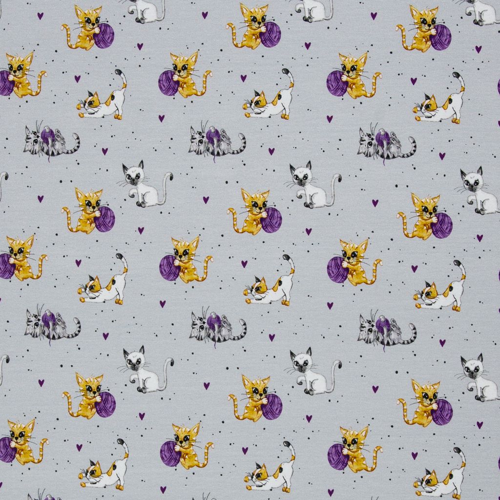 Jersey - Swafing - Cats&Dogs by Sabine Marschall - Katzen auf Grau