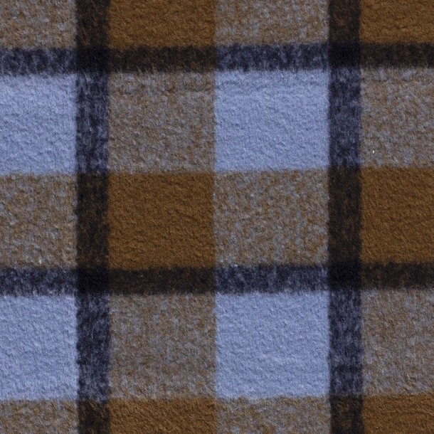 Fleece - Fleece Stoff - Mantelstoff - Baumwollfleece- Motiv - Karomuster in Braun/Blau