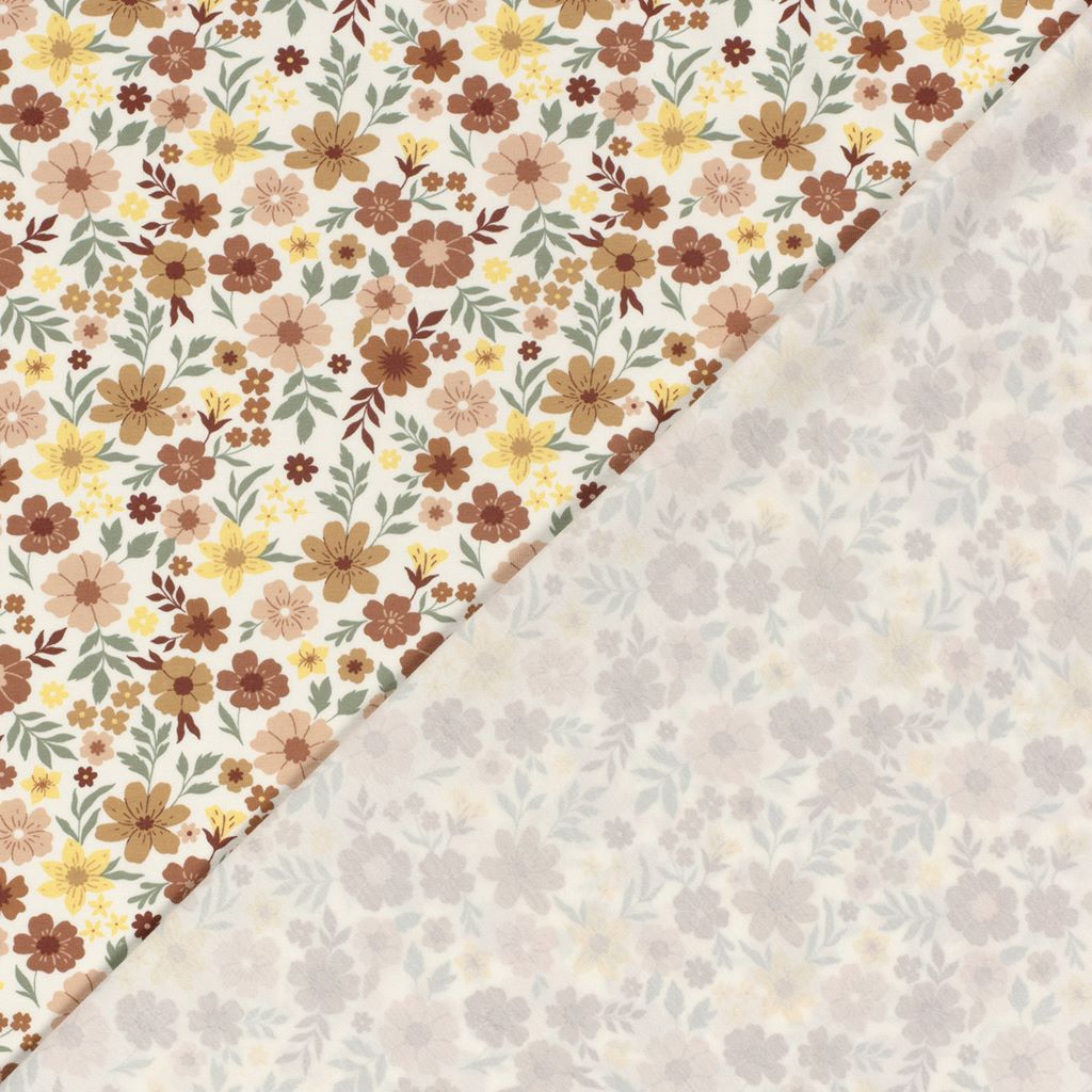  Motivjersey - Digitaldruck - Blumen in Naturtönen
