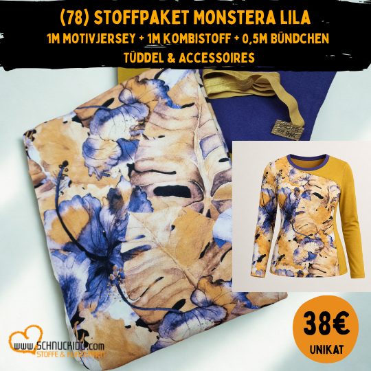 Stoffpaket - UNIKAT - Monstera Lila