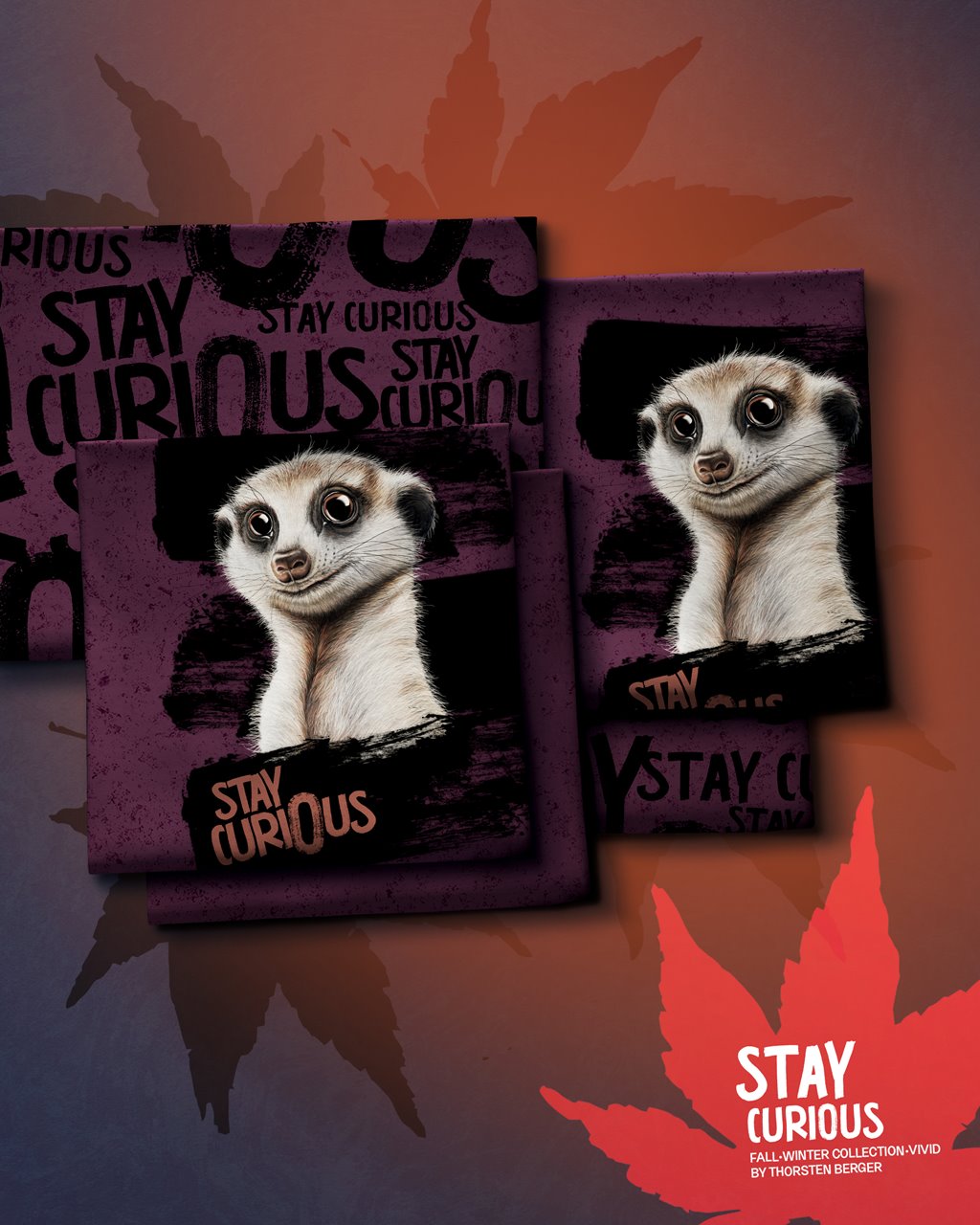 Panel - French Terry -  Stay Curious by Thorsten Berger - ca. 80cm x 150cm - Erdmännchen