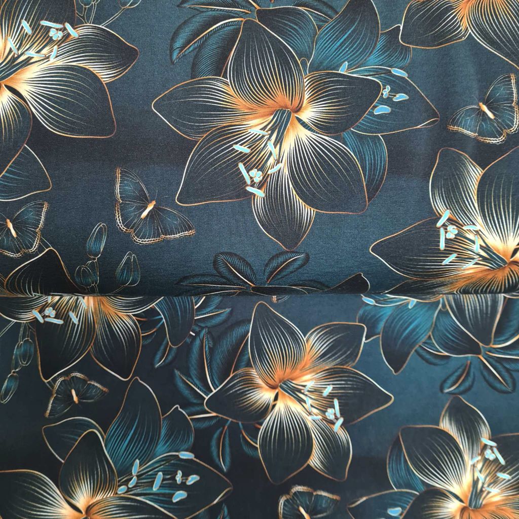 Eigenproduktion - French Terry - Lilly Petrol Stoffrest 155cm