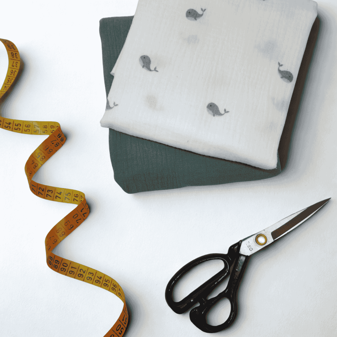 Musselin Box – Nähpaket Kleine Wale