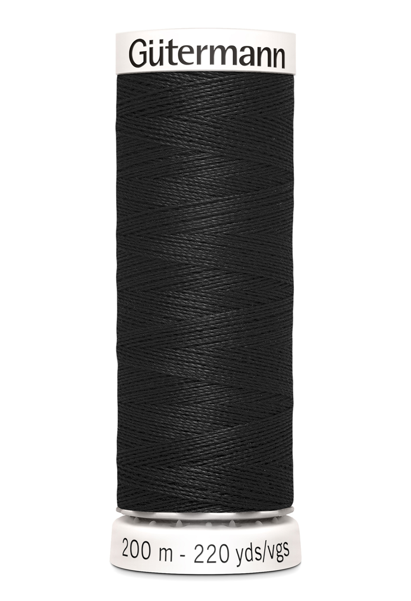 Gütermann Allesnäher 200 Meter in Schwarz (000) – Hochwertiges Premium-Nähgarn aus 100% Polyester für Nähmaschinen und Handarbeiten. Reißfest und farbecht.