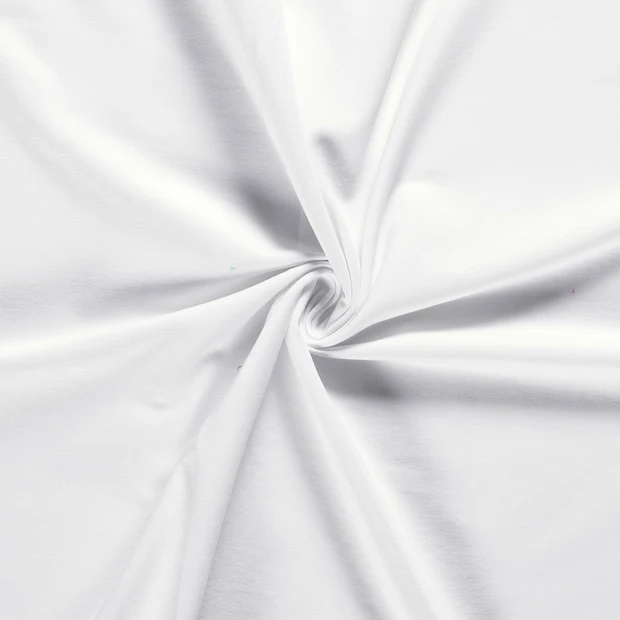 French Terry Sommersweat Uni in Weiß – reinweiß, ungeraut, 95% Baumwolle, Öko-Tex Standard 100, elastisch