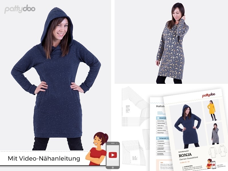 Pattydoo - Schnittmuster Ronja Hoodie/ Sweatkleid by pattydoo