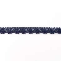 Klöppelspitze aus 100% Baumwolle in Dunkelblau / Navy, 12mm Breite, hochwertige Meterware für maritime Deko, Kleidung und Landhaus-Style.