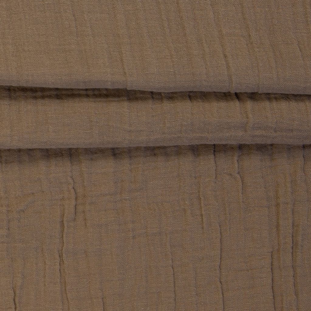 Weicher Musselin Double Gauze Stoff in Uni Camel aus 100% Baumwolle, ca. 130g/m² Mullstoff mit Öko-Tex Standard 100 Zertifizierung für Babykleidung