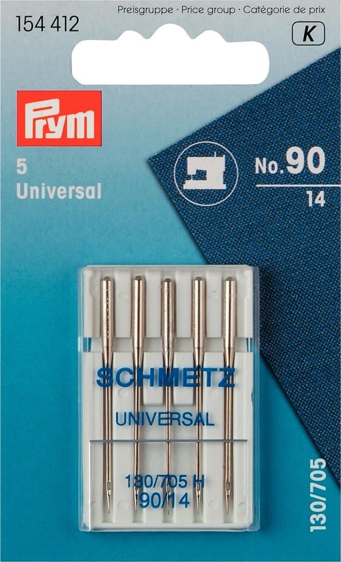 Prym Nähmaschinennadeln Standard (System 130/705 H) Stärke 90 – 5-teiliges Set Universalnadeln mit leicht verrundeter Spitze für Webware und mittelschwere Stoffe.