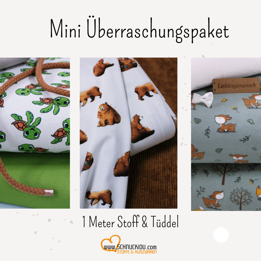 Stoffpaket Mini  - Überraschungspaket - 1 Meter Stoff & Tüddel Junge