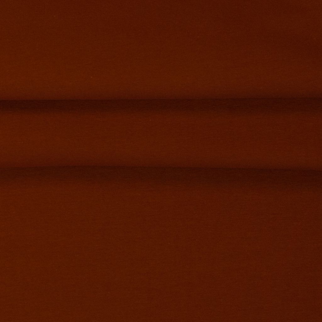 Hochwertiger Jersey Stoff in Dunkelrost, elastischer Baumwolljersey aus 95% Baumwolle und 5% Lycra, Öko-Tex Standard 100, 210g/m², blickdicht für Herbstkleidung und Basics