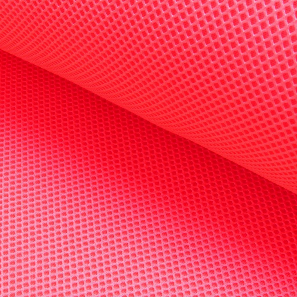 Hochwertiges Mesh 3D Polstergewebe in Neon-Pink, atmungsaktiver Abstandsstoff aus 100% Polyester, 270g/m², blickdichte Polsterware für Taschen und Rucksäcke