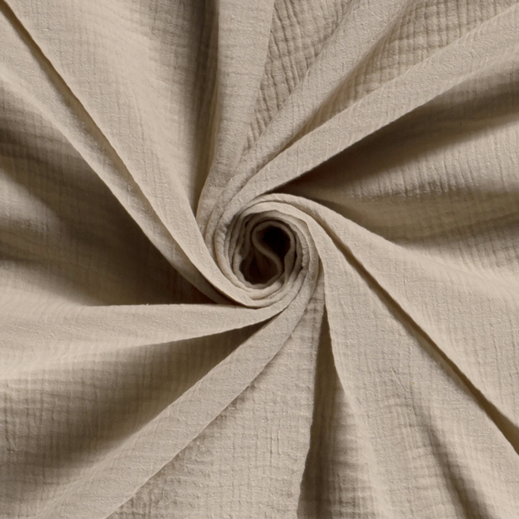 Musselin - Double Gauze - Mullstoff -  Baumwolle - Uni - Beige