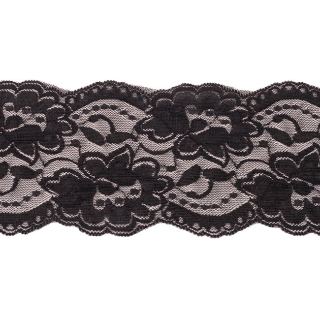 Elastische Spitze - 9,5 cm -  Schwarz