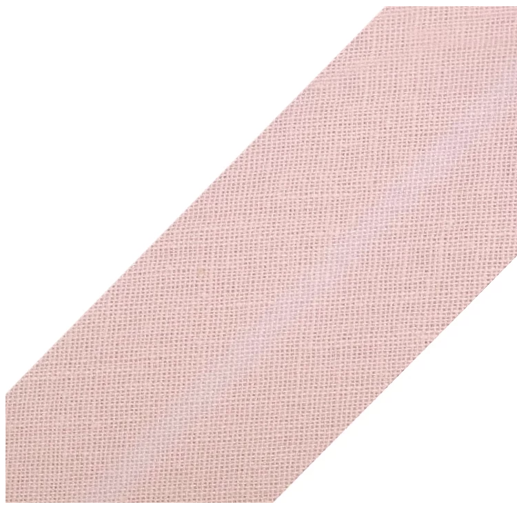 Hellrosa Schrägband aus 100% Baumwolle, 20mm Breite (vorgefalzt), hochwertiges Einfassband für Kantenabschlüsse an Babykleidung und Accessoires.