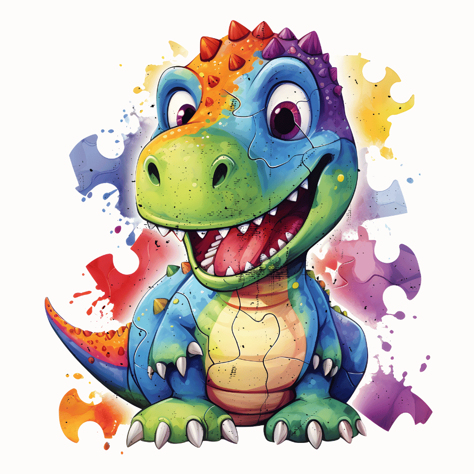 Bügelbild - Plott - Bunter Babydino - 13cm x 14,5cm