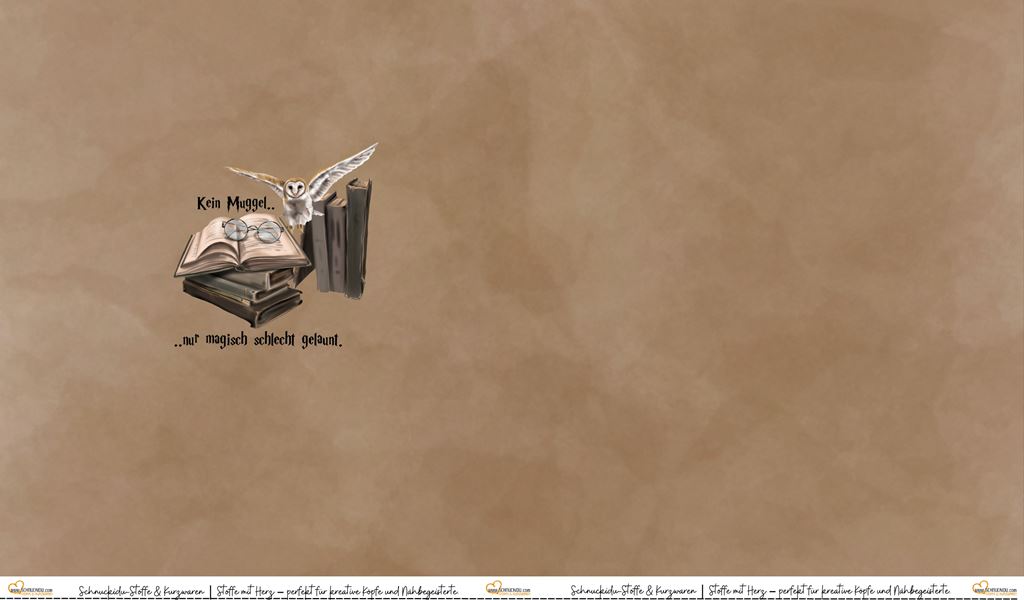 French Terry Panel "Muggel" mit witzigem Statement auf atmosphärisch dunklem Melange-Hintergrund – ca. 80x145cm, 95% Baumwolle, 5% Elasthan, Öko-Tex Standard 100