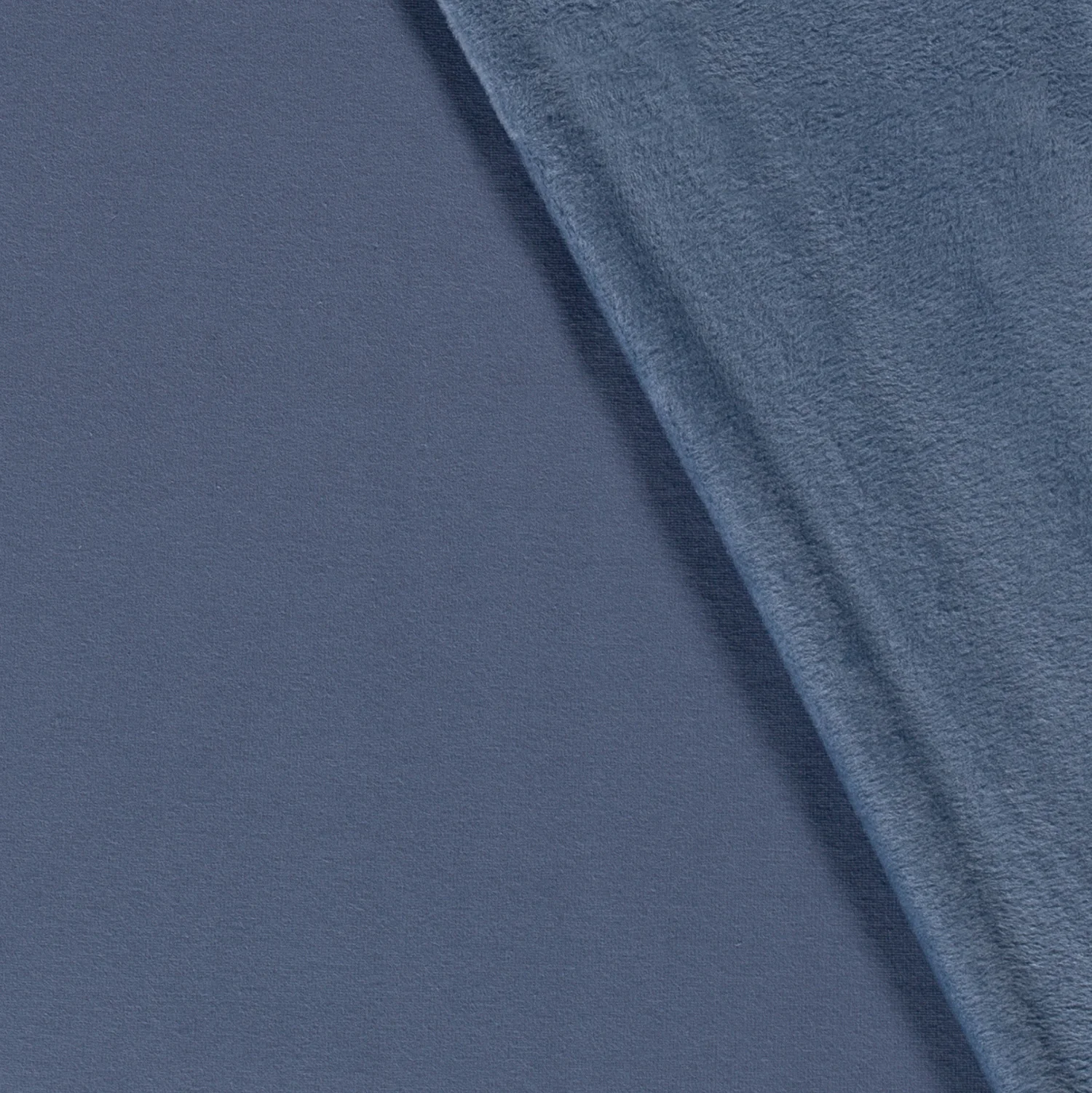 Alpenfleece - Sweat Stoff mit Plüschfell-Abseite - Uni - Indigoblau