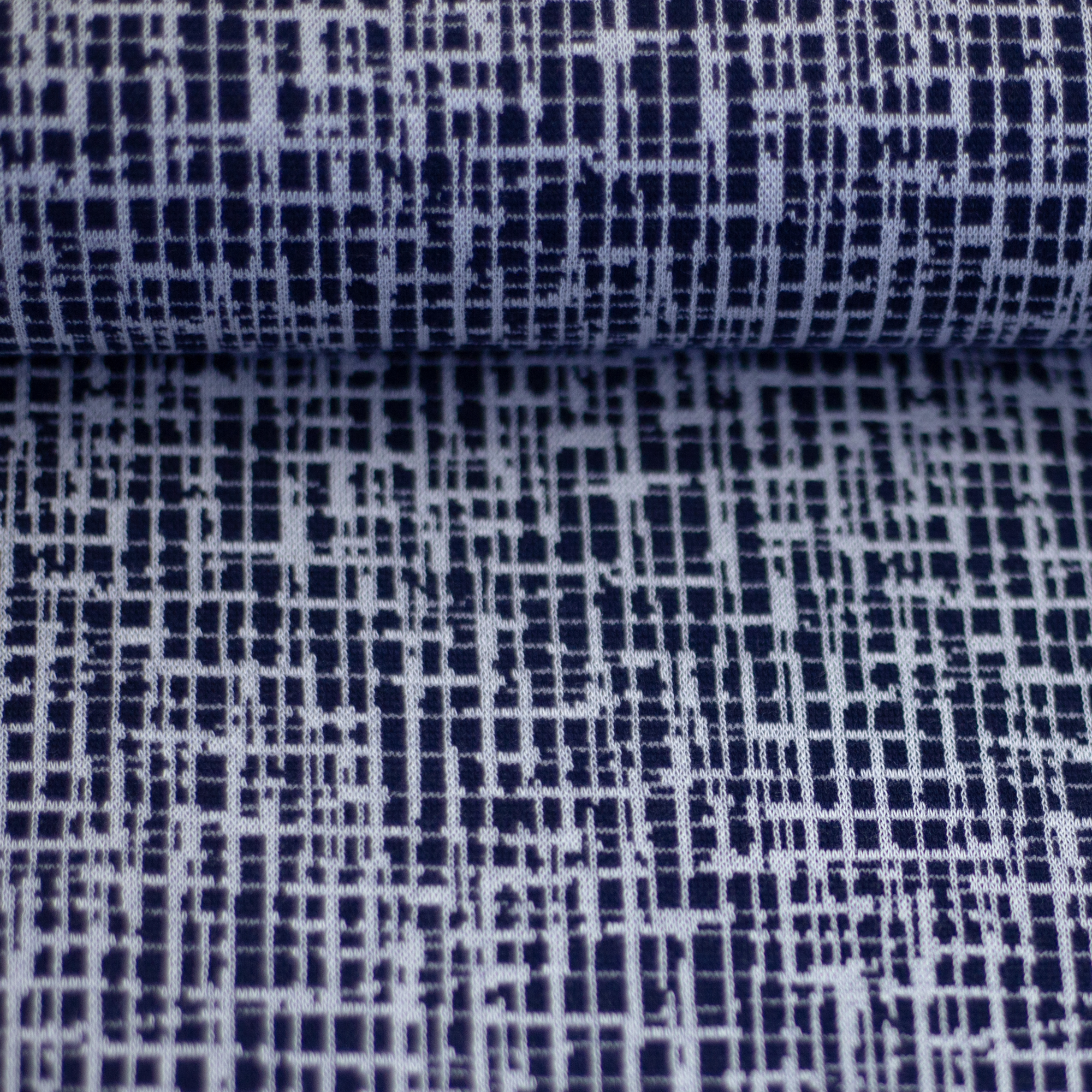 Jacquardjersey - Swafing - Brake - Blau/Weiß Gemustert