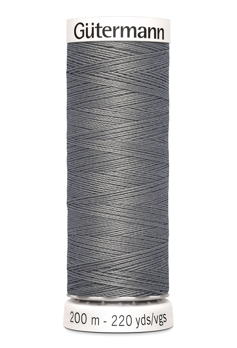 Gütermann Allesnäher 200 Meter in Grau (496) – Hochwertiges Premium-Nähgarn aus 100% Polyester für alle Stoffe. Mittelgrauer Allesnäher, reißfest und farbecht.