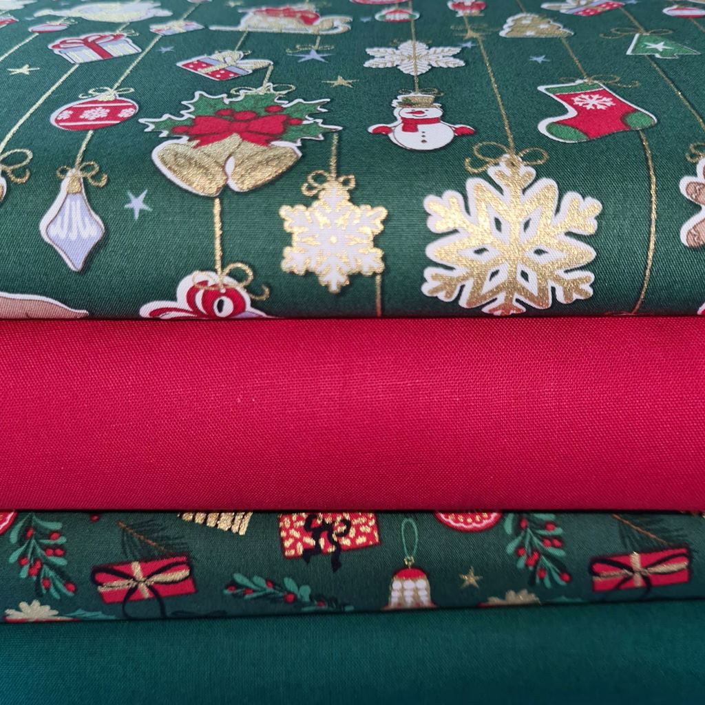 Stoffpaket Patchwork - Patchworkpaket - Quiltpaket - Weihnachten - Rot Grün - Weihnachtsfiguren