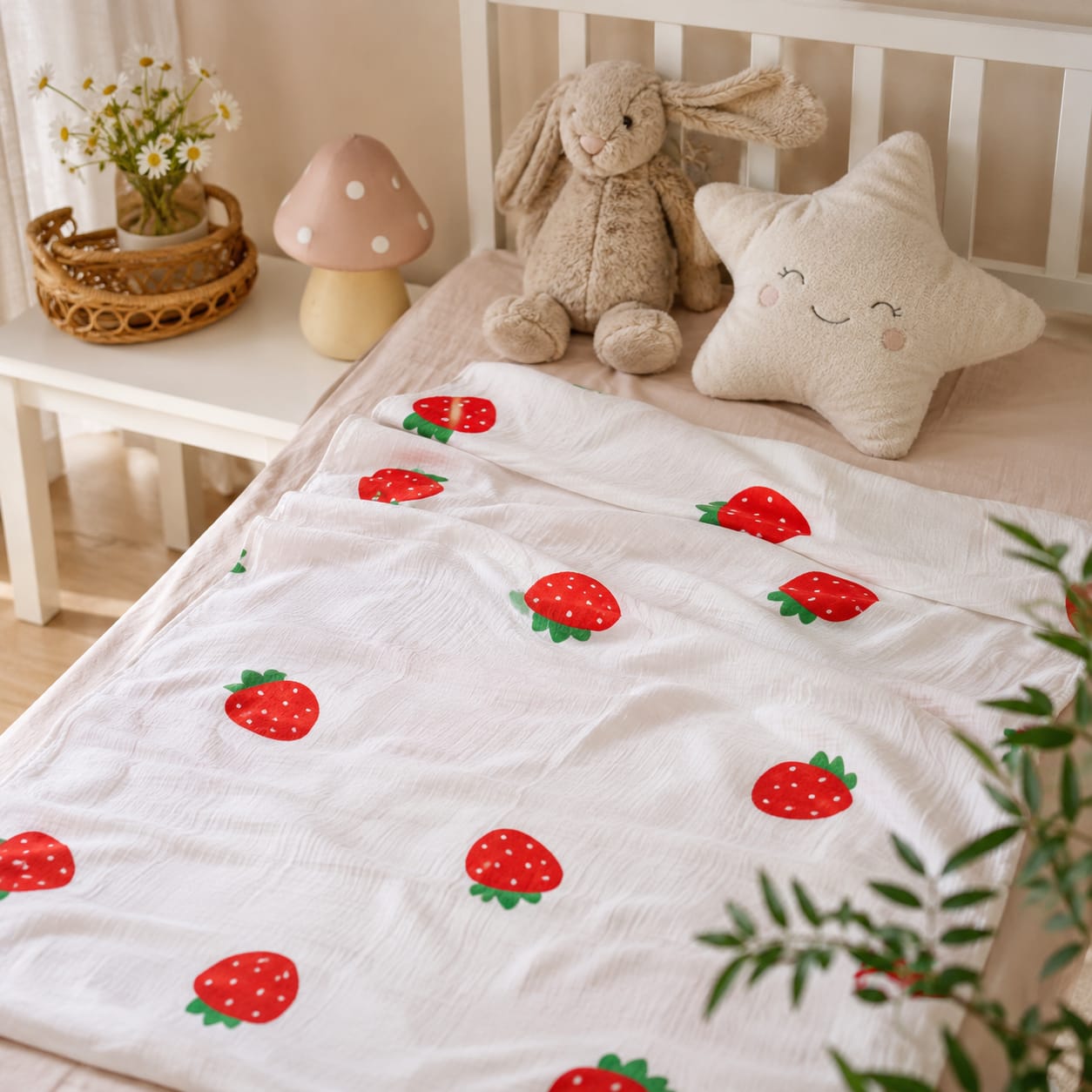 Musselin - Baumwolle - Double Gauze - Thea - große Erdbeeren 12cm