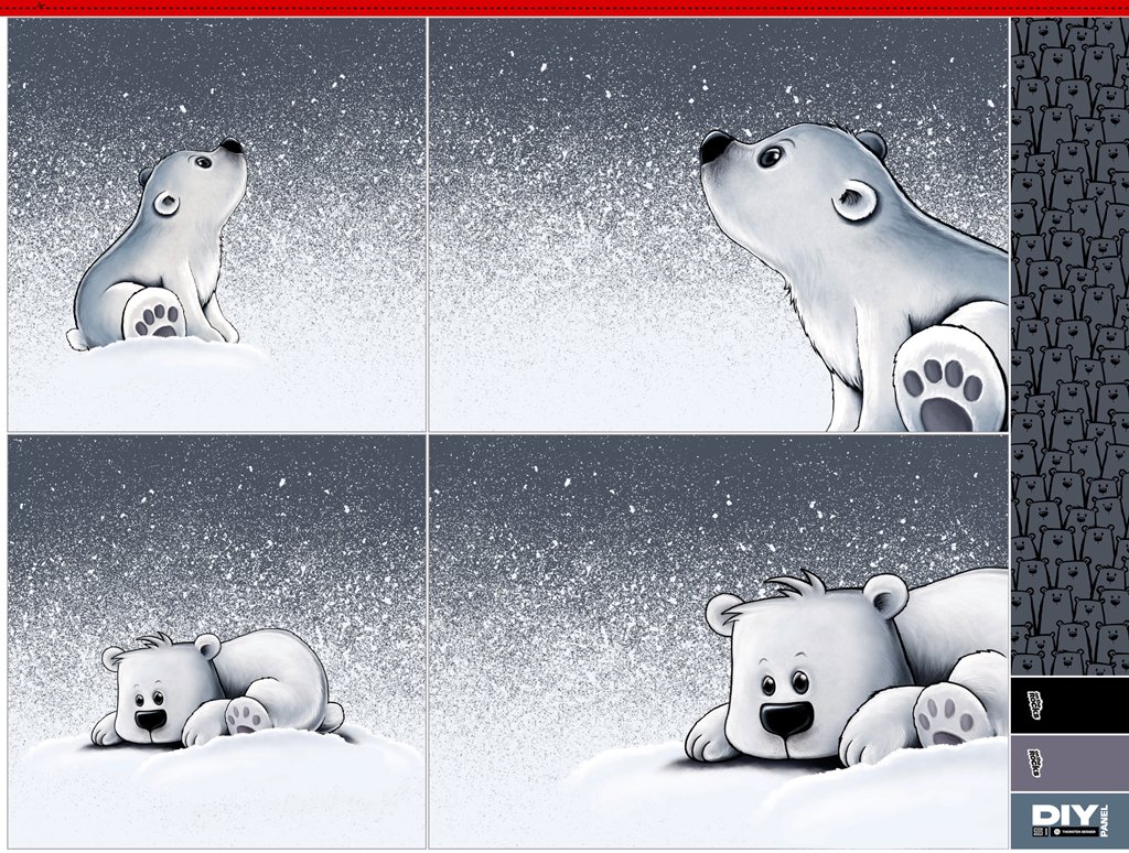 Hochwertiges DIY Kissenpanel aus Samt von Thorsten Berger, Motiv Eisbär im Schneegestöber, On the Rocks Kollektion, winterliche Blau- und Grautöne, Edelsamt 105x140cm